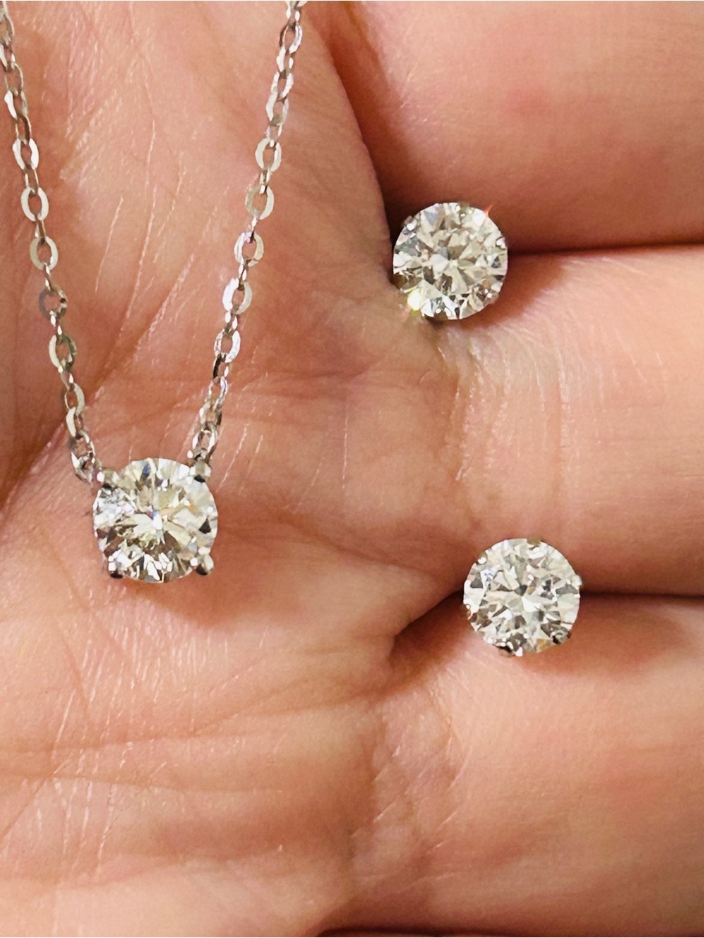 Japan K18 White Gold Lab-Grown Diamond Necklace & Earrings Set – 2.38 CTW